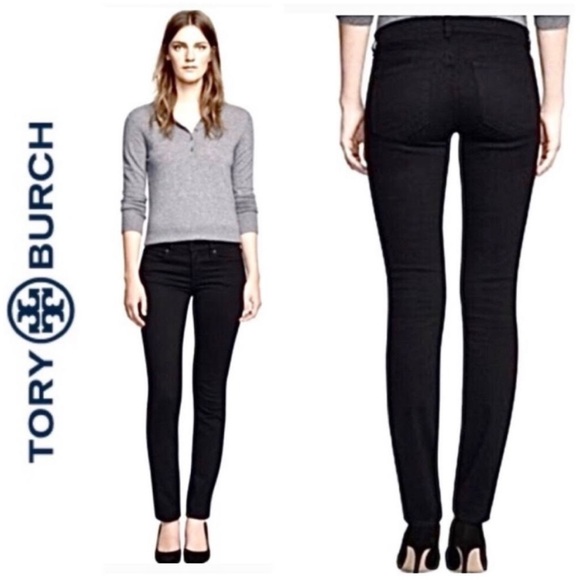 Tory Burch Jeans Super Skinny Black Wash Sz 28 Wall Mount Planter Box Cement Hanging